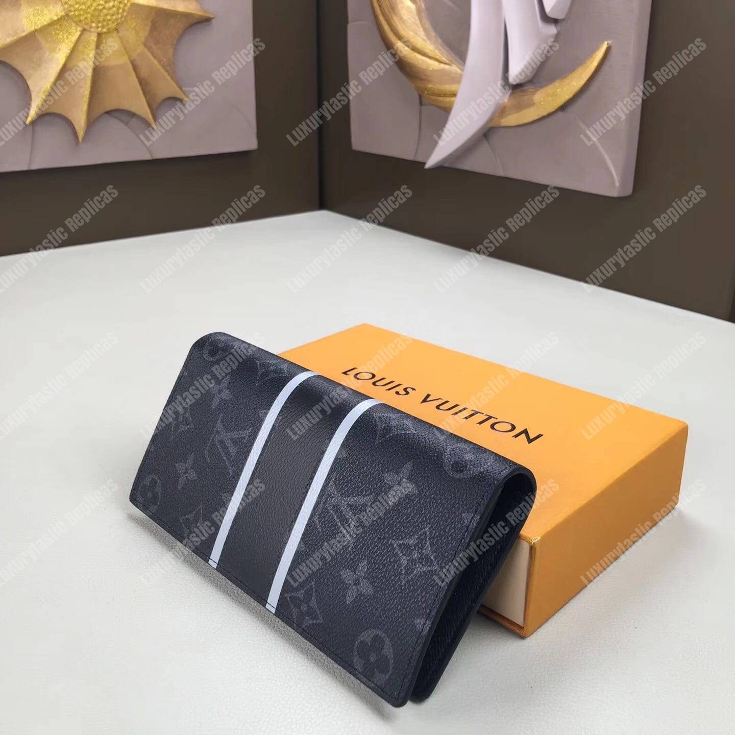 LV Brazza Wallet Monogram Eclipse Canvas