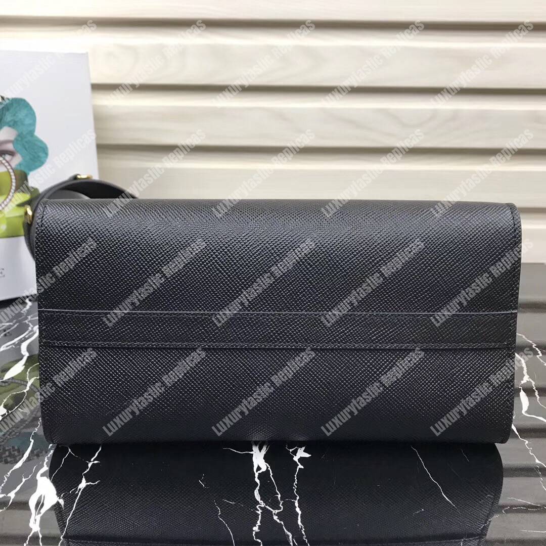 pra*a monoCh*0me saffiano leather bag black