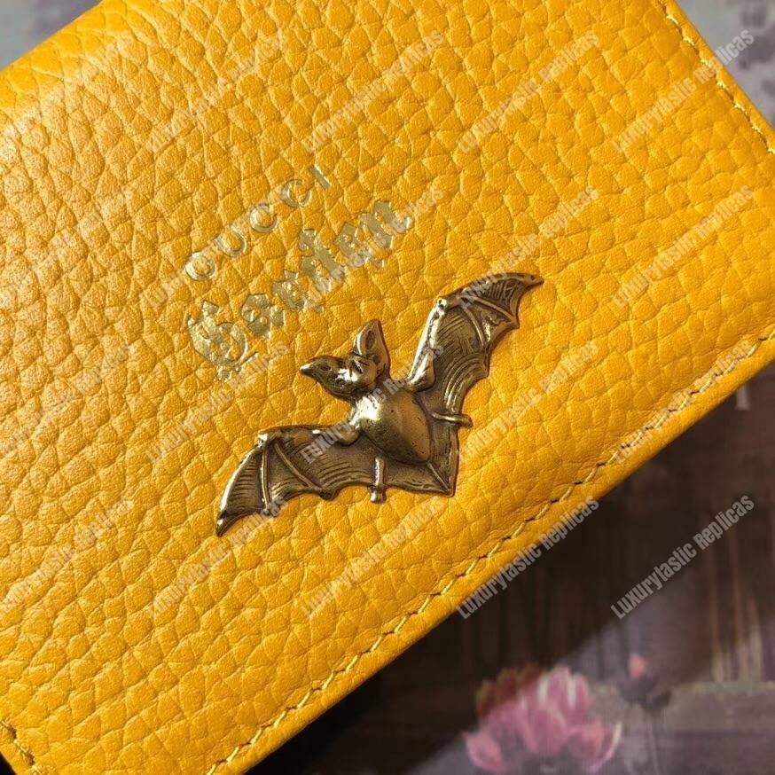 G*u*i garden leather wallet yellow with bat