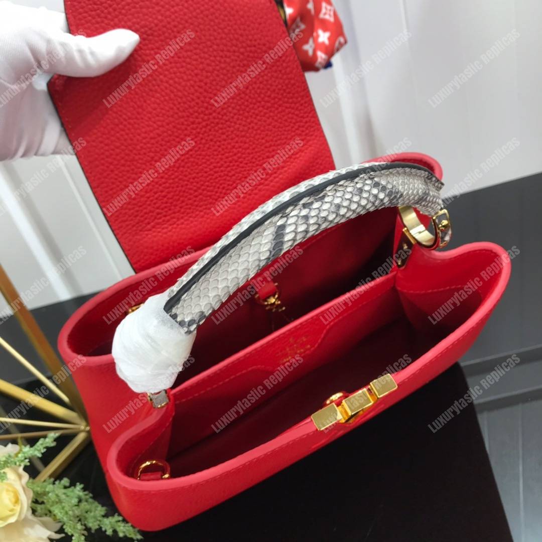 LV Capucines BB Taurillon Python Rouge