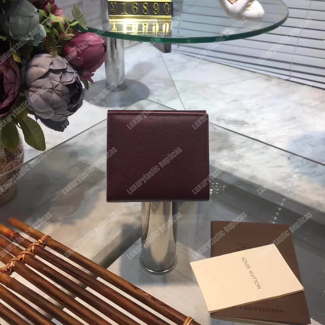 LV LockMe II Compact Wallet Taurillon Leather Prune