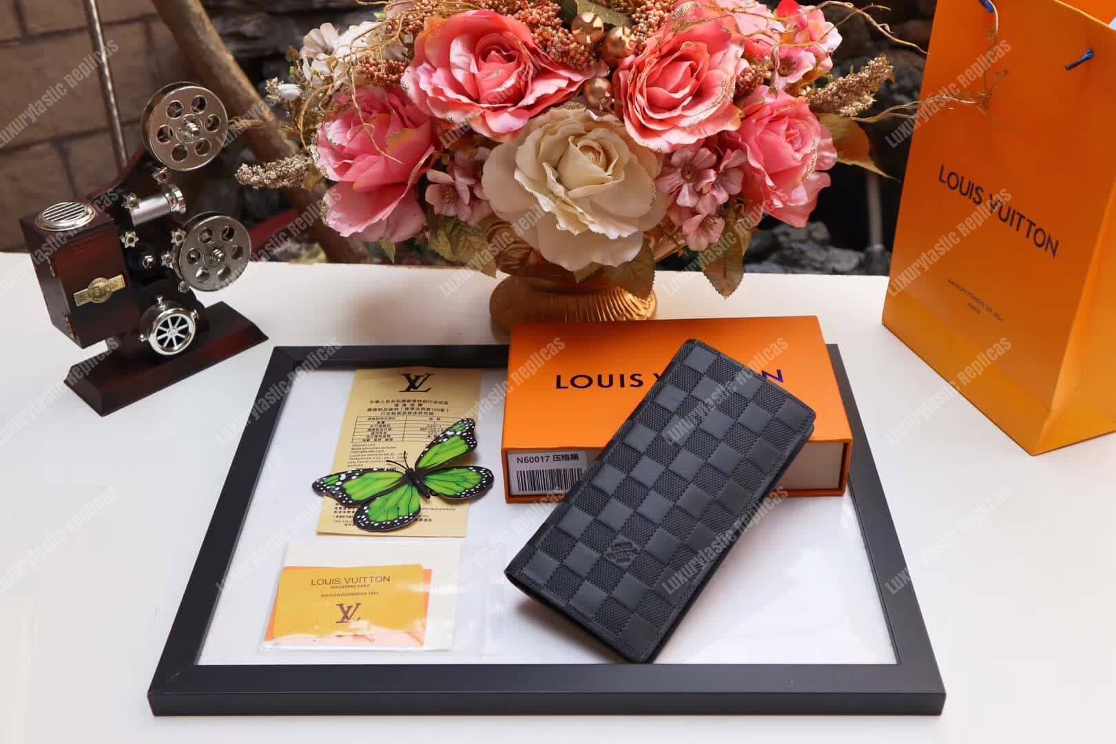 LV Brazza Wallet Vertical Damier Infini Leather Astral