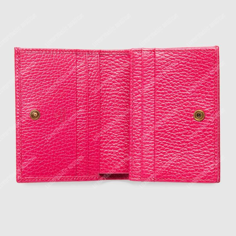 G*u*i gg leather card case with butterfly bright pink