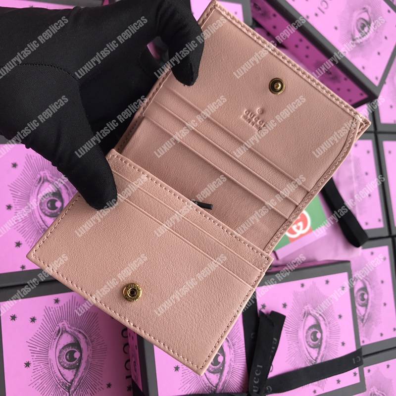G*u*i gg marmont card case wallet with butterfly pink