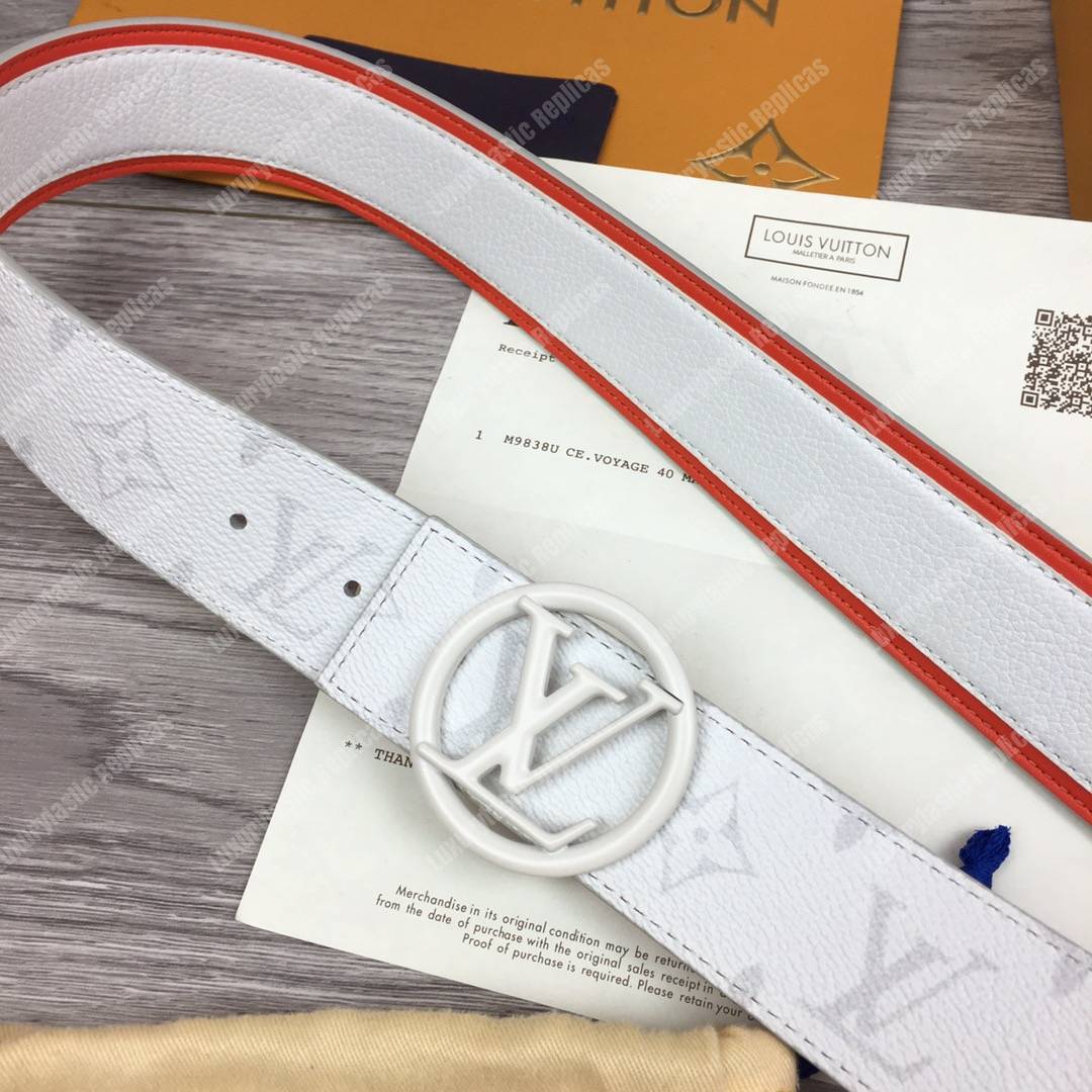 LV Circle 40mm Reversible Belt White