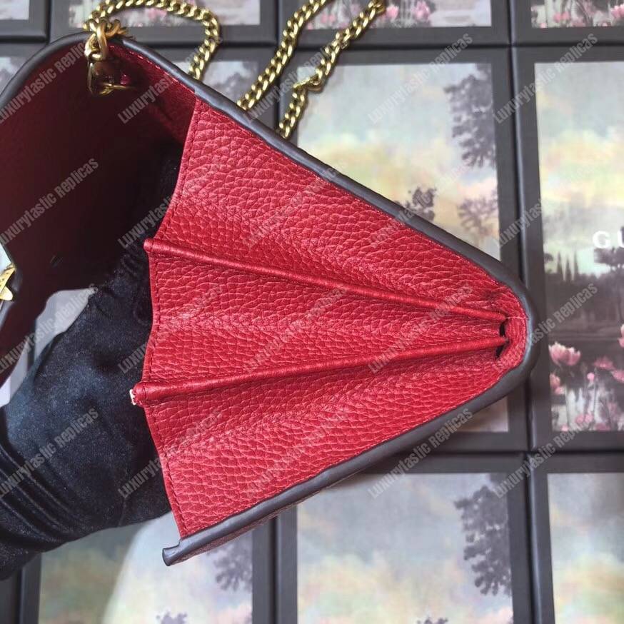 G*u*i calfskin garden dionysus chain wallet red with bat