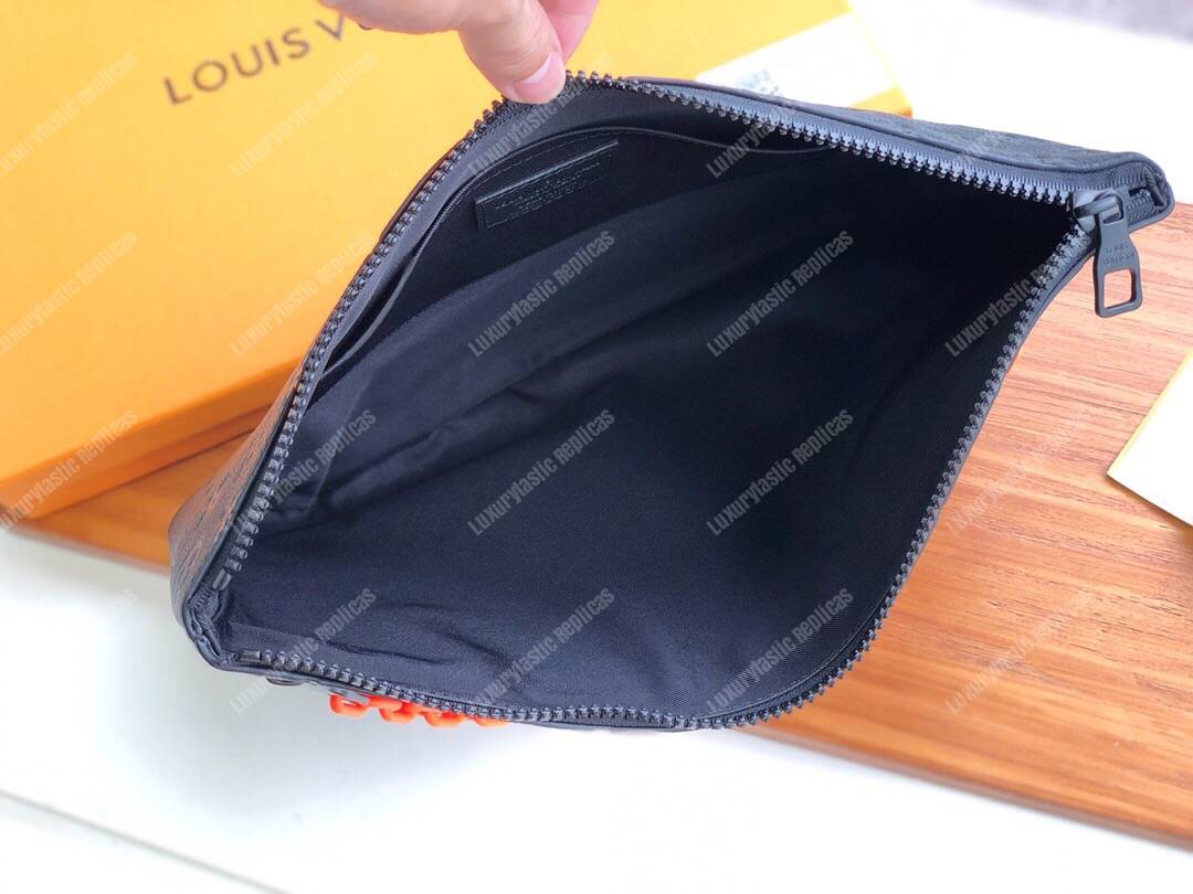 LV A4 Pouch Taurillon Leather Black
