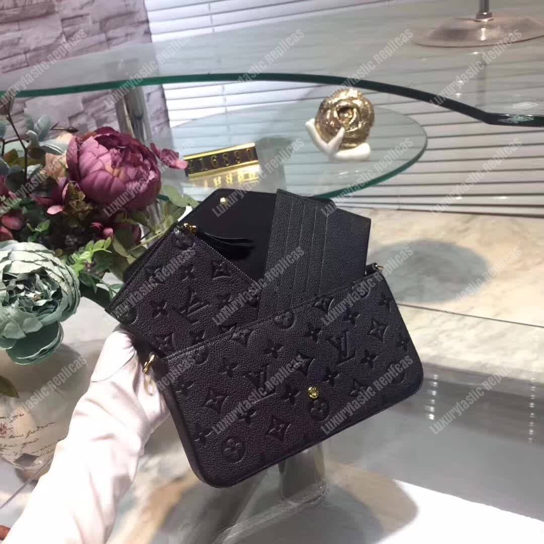 LV Pochette Felicie Bag Monogram Leather Noir