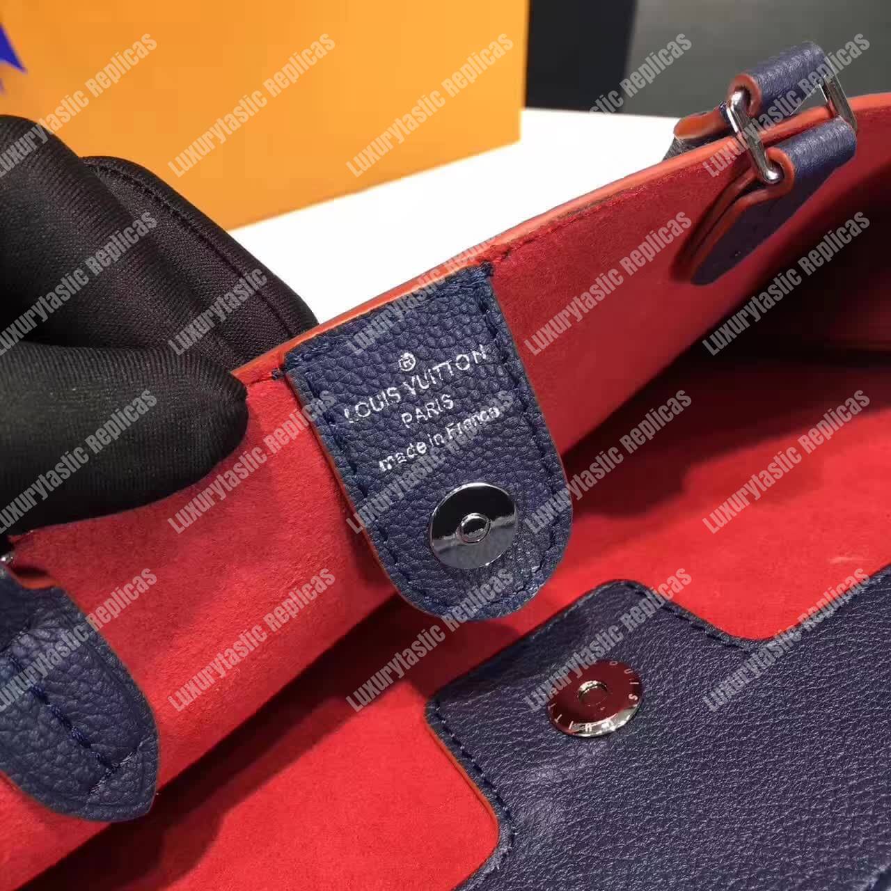LV Lockmeto Handbag Luxury Leather Marine Rouge