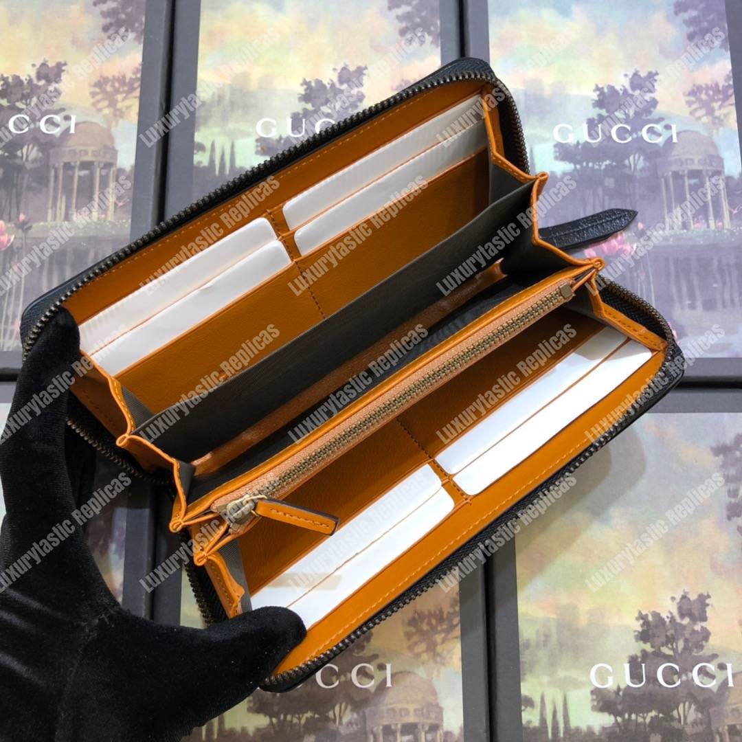 G*u*i gg marmont zip around wallet cognac matelassé