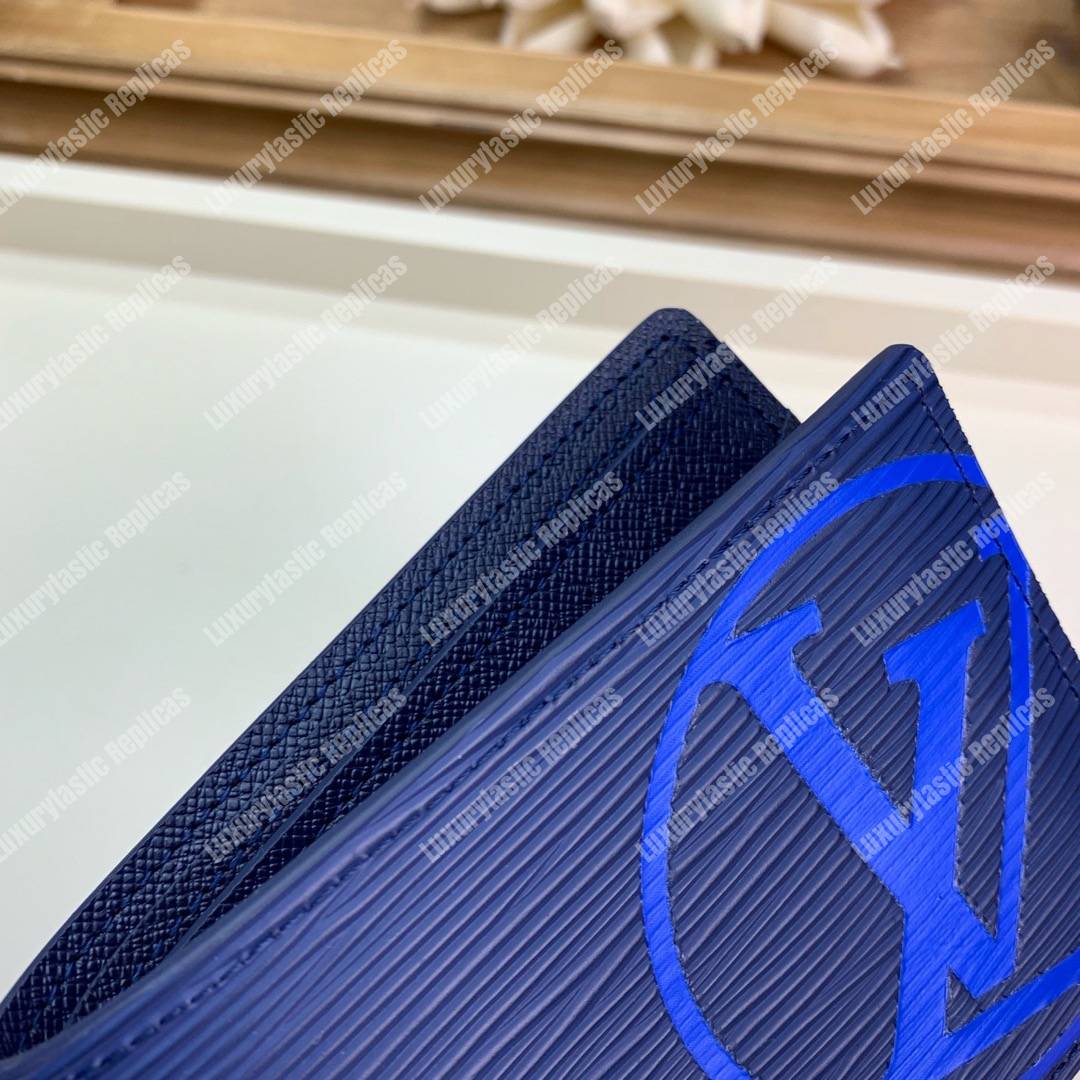 LV Multiple Wallet Epi Leather Marine Bleu Initials