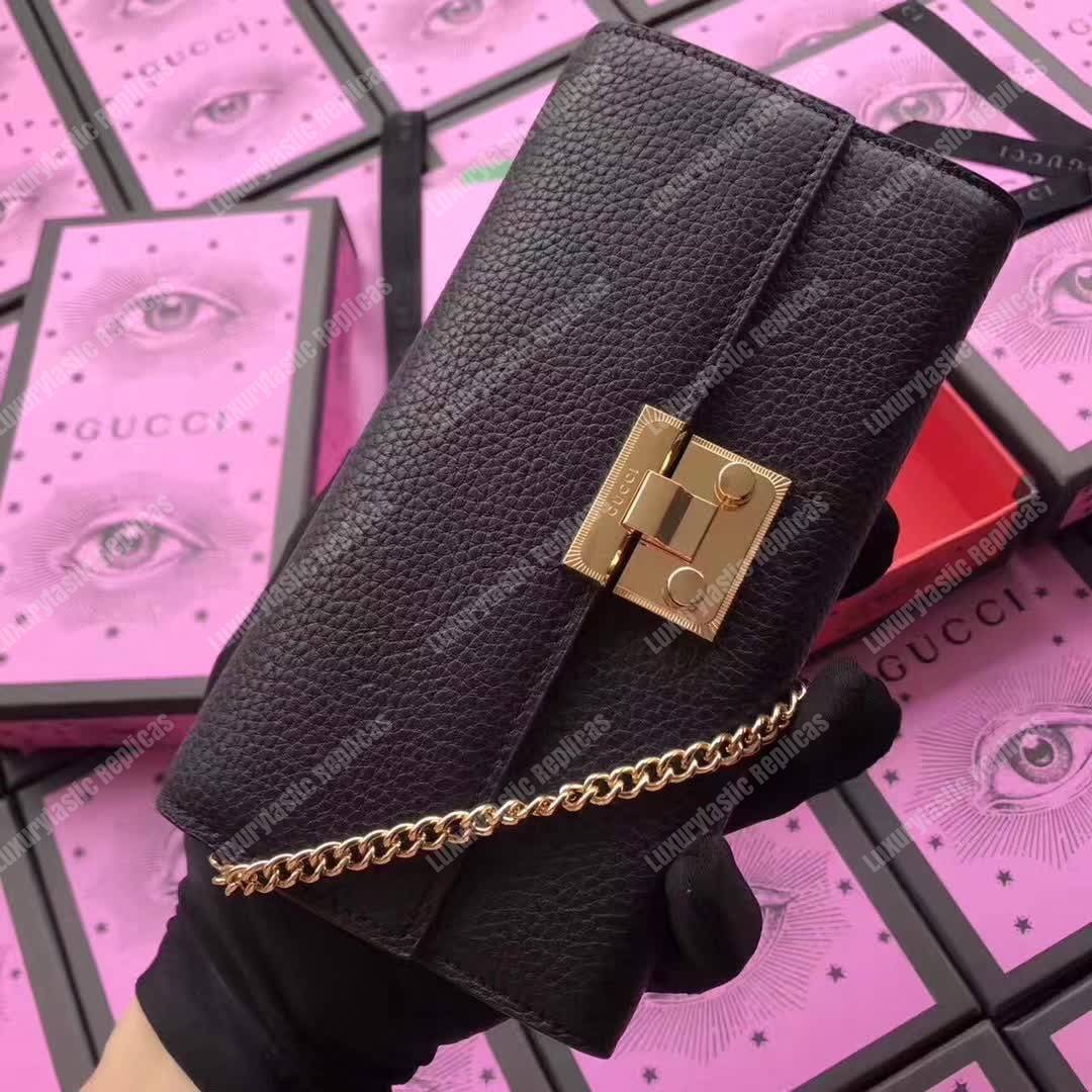 G*u*i padlock continental wallet black
