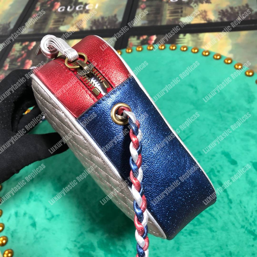 G*u*i laminated leather small shoulder bag blue/red