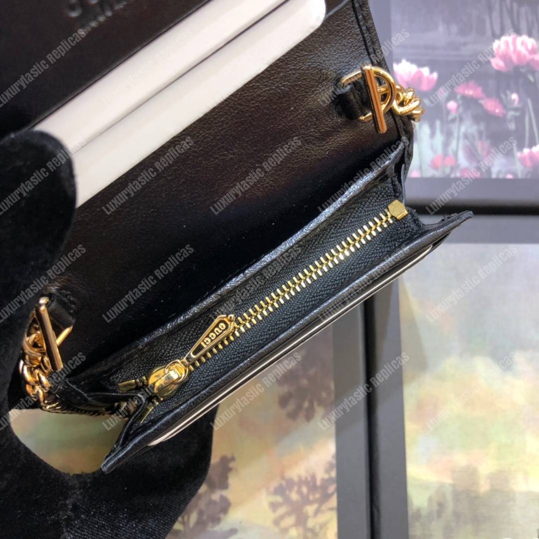 G*u*i rajah chain card case wallet black