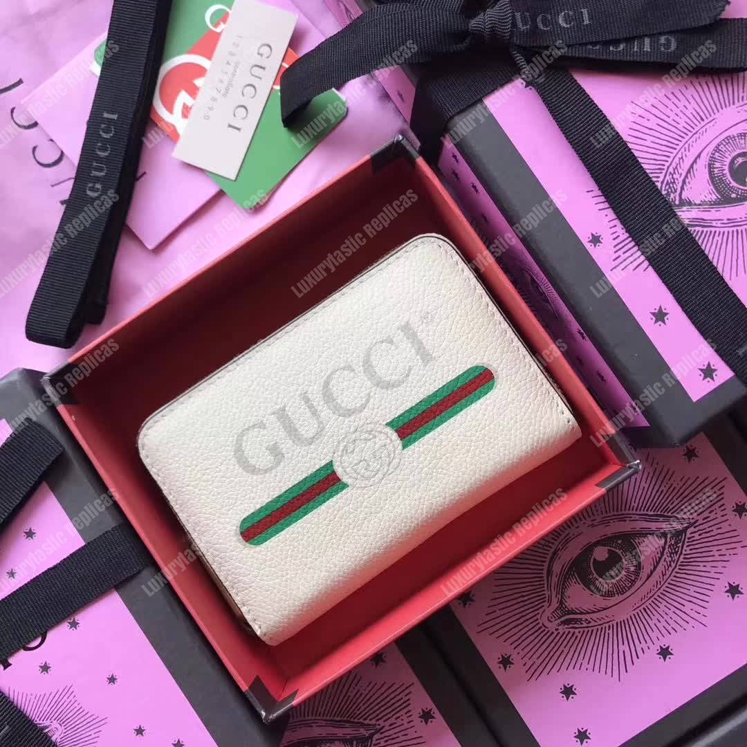 G*u*i print leather card case white