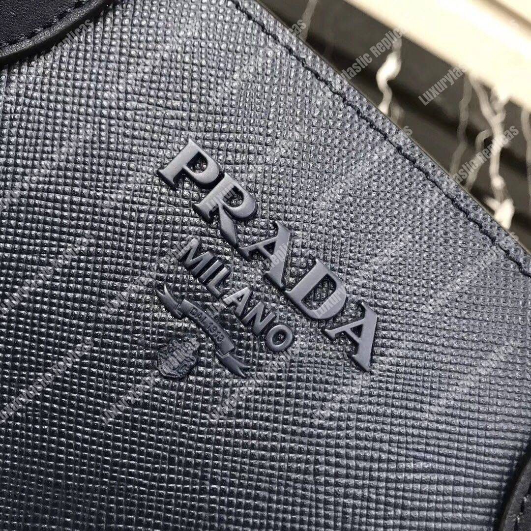 pra*a monoCh*0me saffiano leather bag dark blue