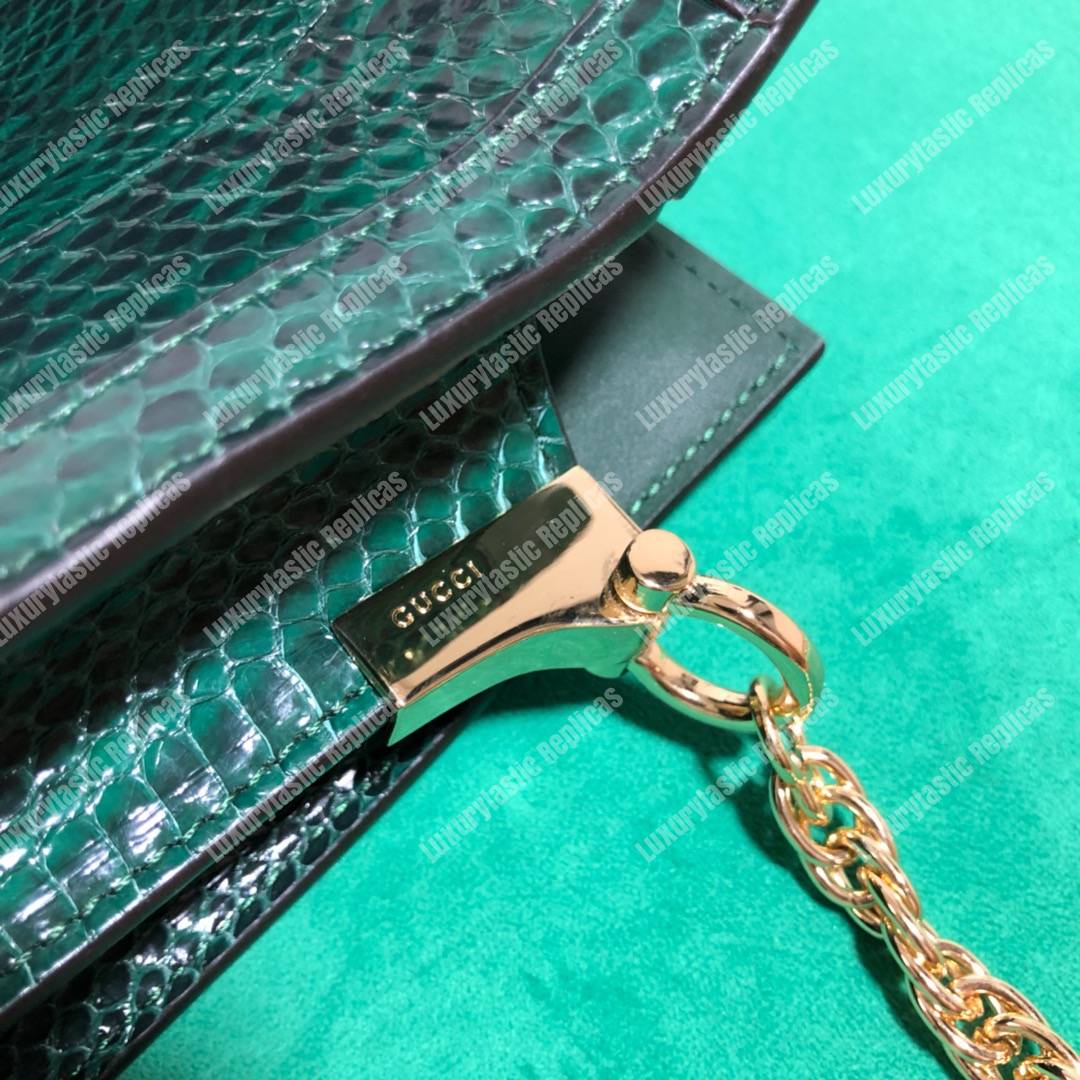 G*u*i ophidia small snakeskin shoulder bag emerald