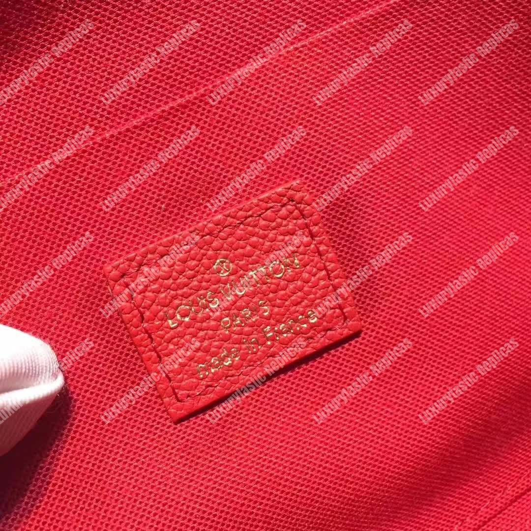LV Pochette Felicie Bag Monogram Leather Cerise