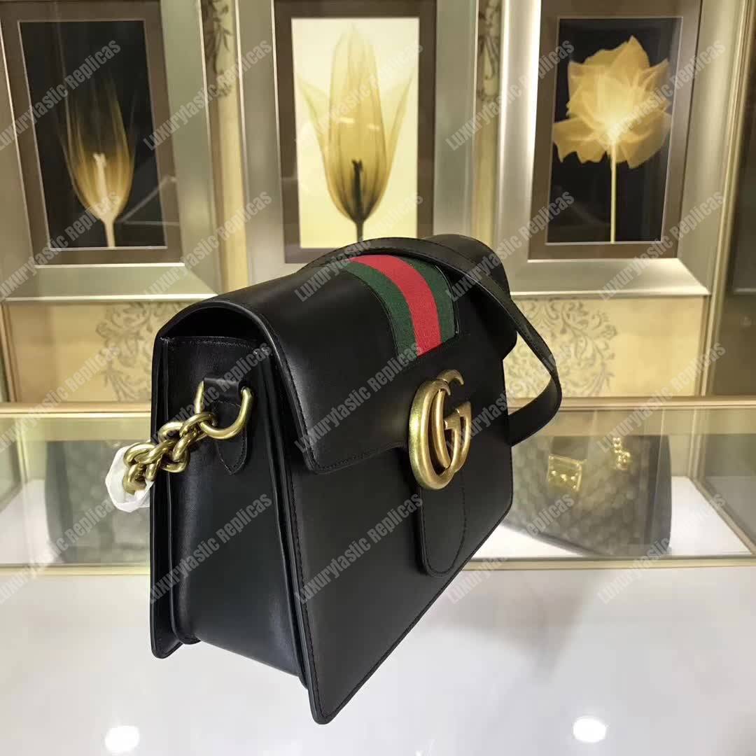 G*u*i gg marmont stylish striped canvas bag black