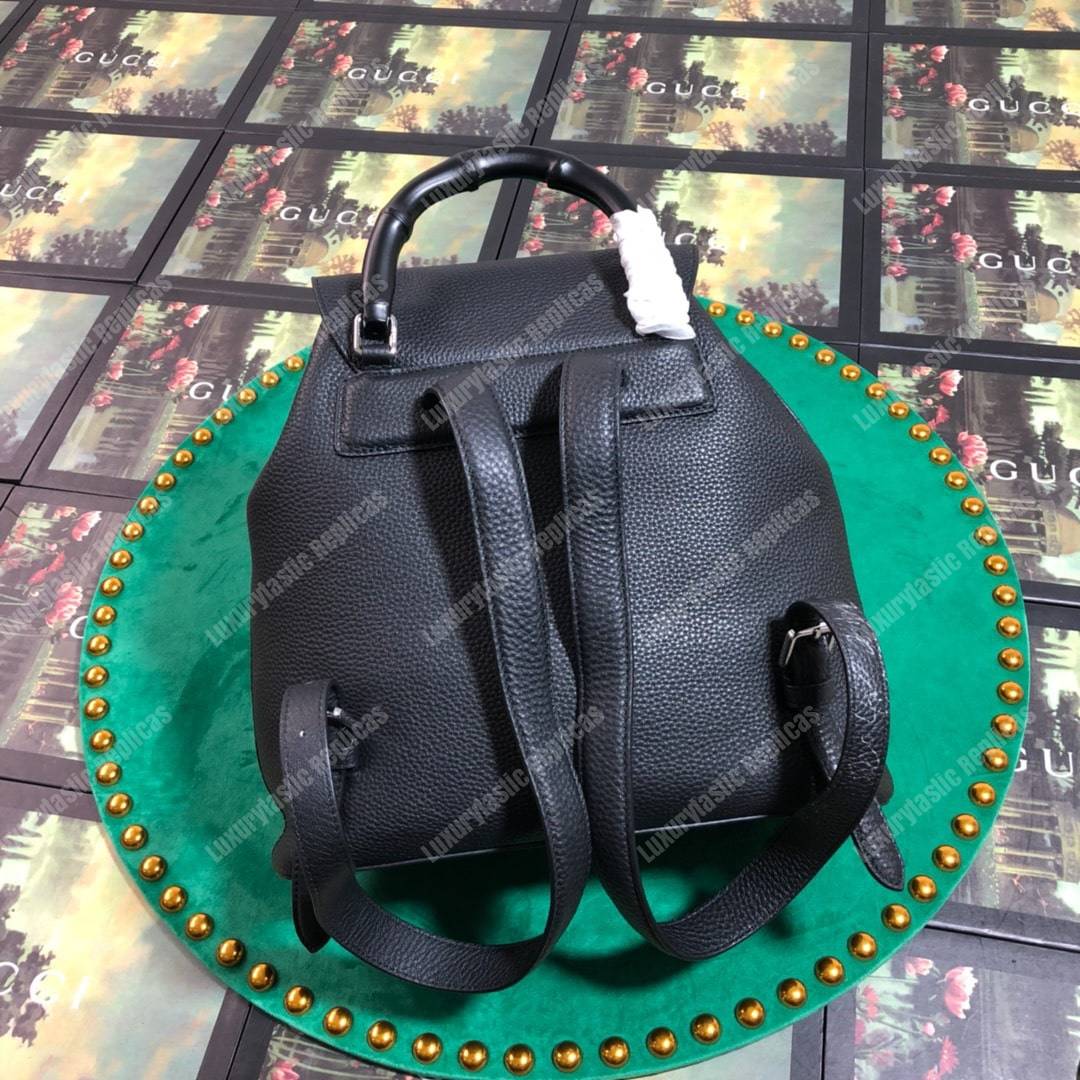 G*u*i leather bamboo tassel backpack black