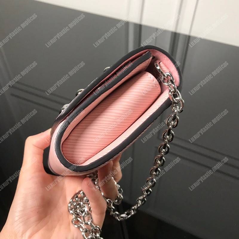 LV Twist Chain Wallet Epi Leather Rose Ballerine