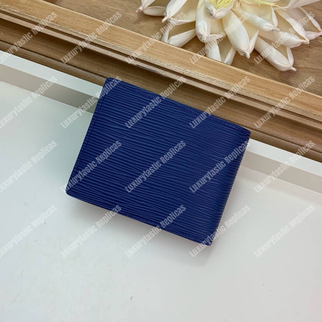 LV Multiple Wallet Epi Leather Marine Bleu Initials