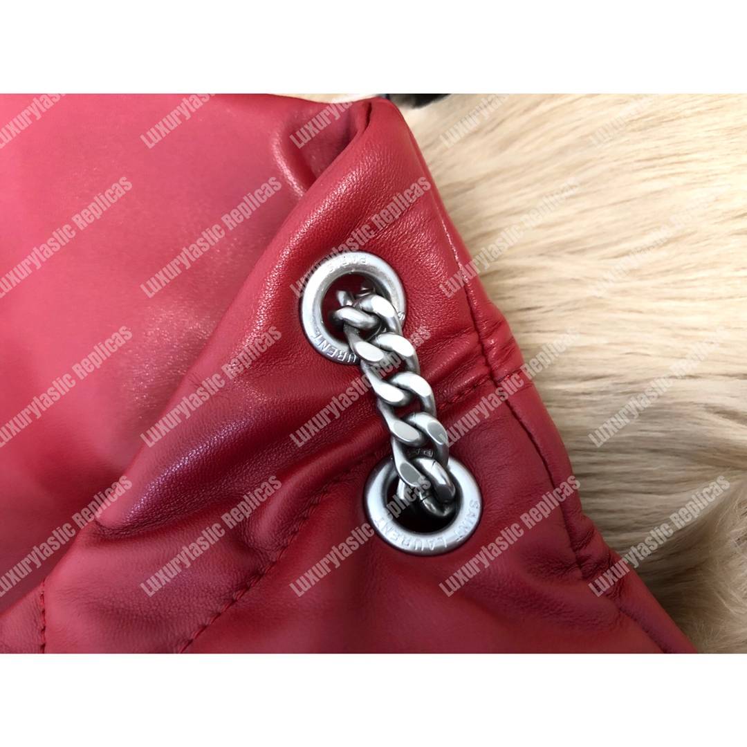 Saint Laurent Loulou Puffer Medium Bag In Quilted Lambskin Eros Red