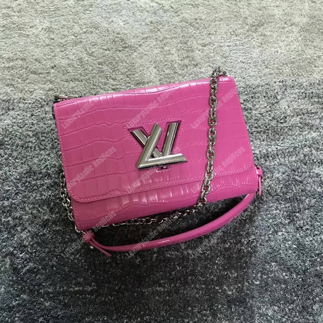 LV Twist Bag MM Crocodilien Brillant Pink
