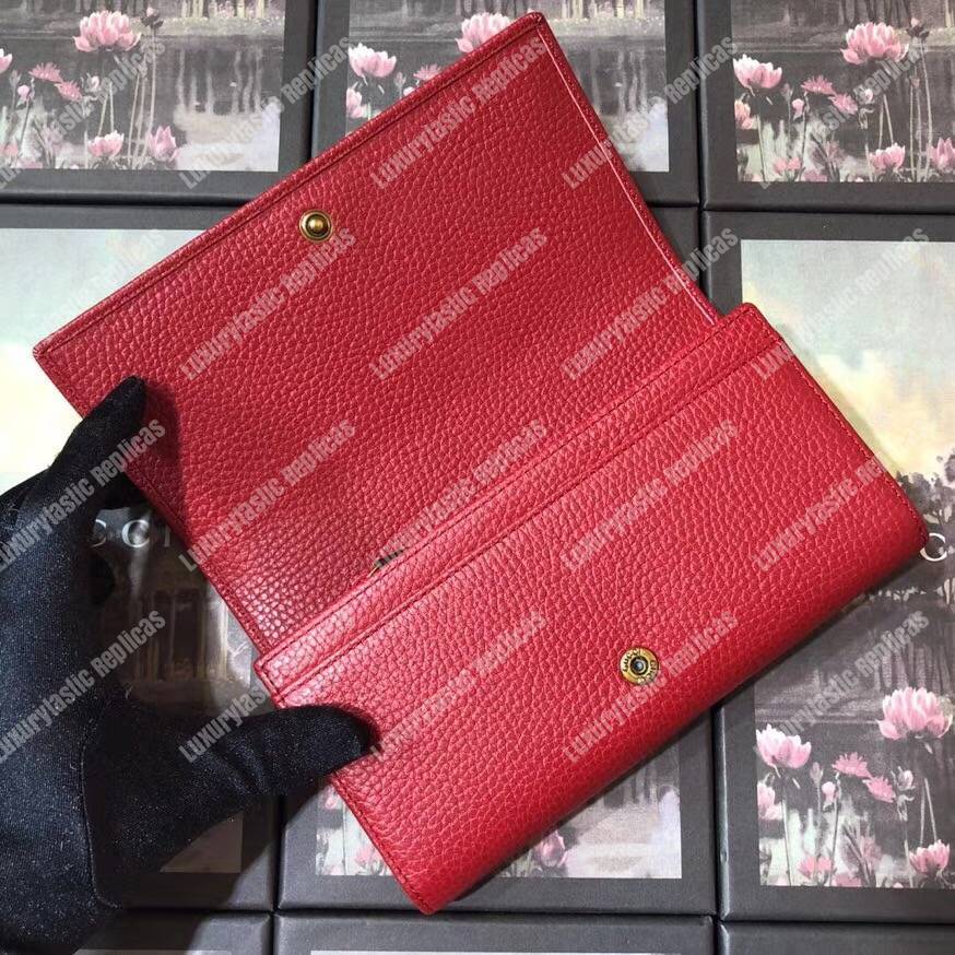 G*u*i garden leather continental wallet red with bat