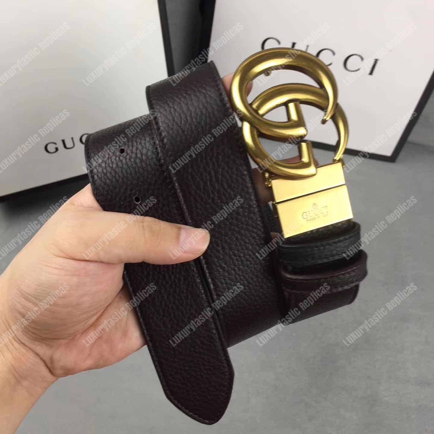 G*u*i reversible leather belt with double g buckle