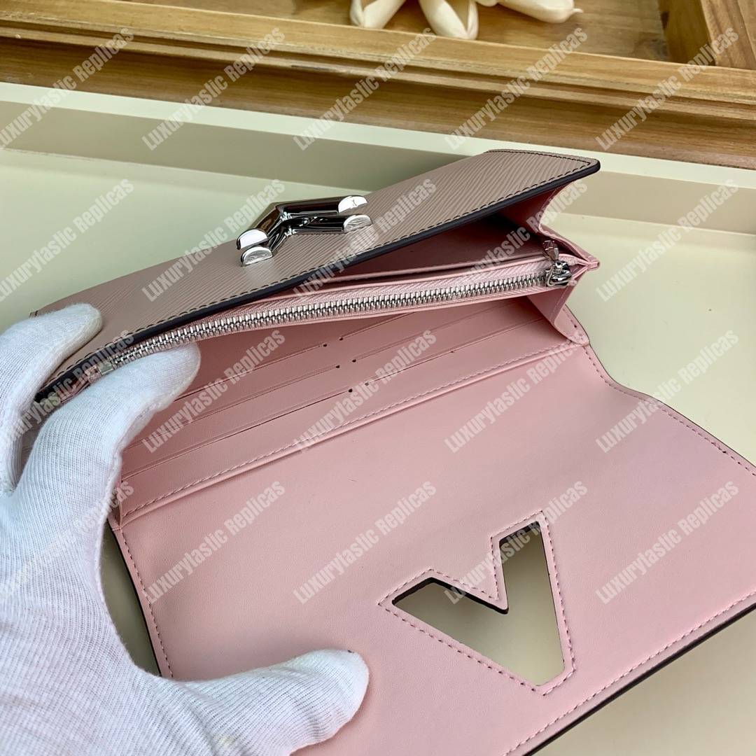 LV Twist Wallet Epi Leather Monogram Blanc Rose