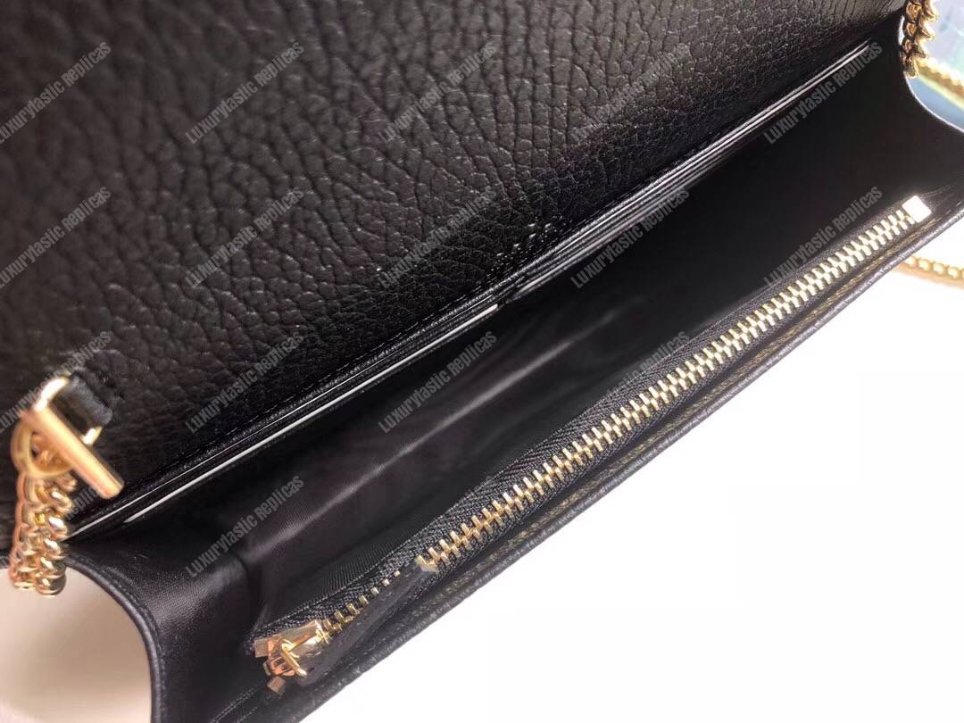 G*u*i gg marmont leather mini chain flap bag black