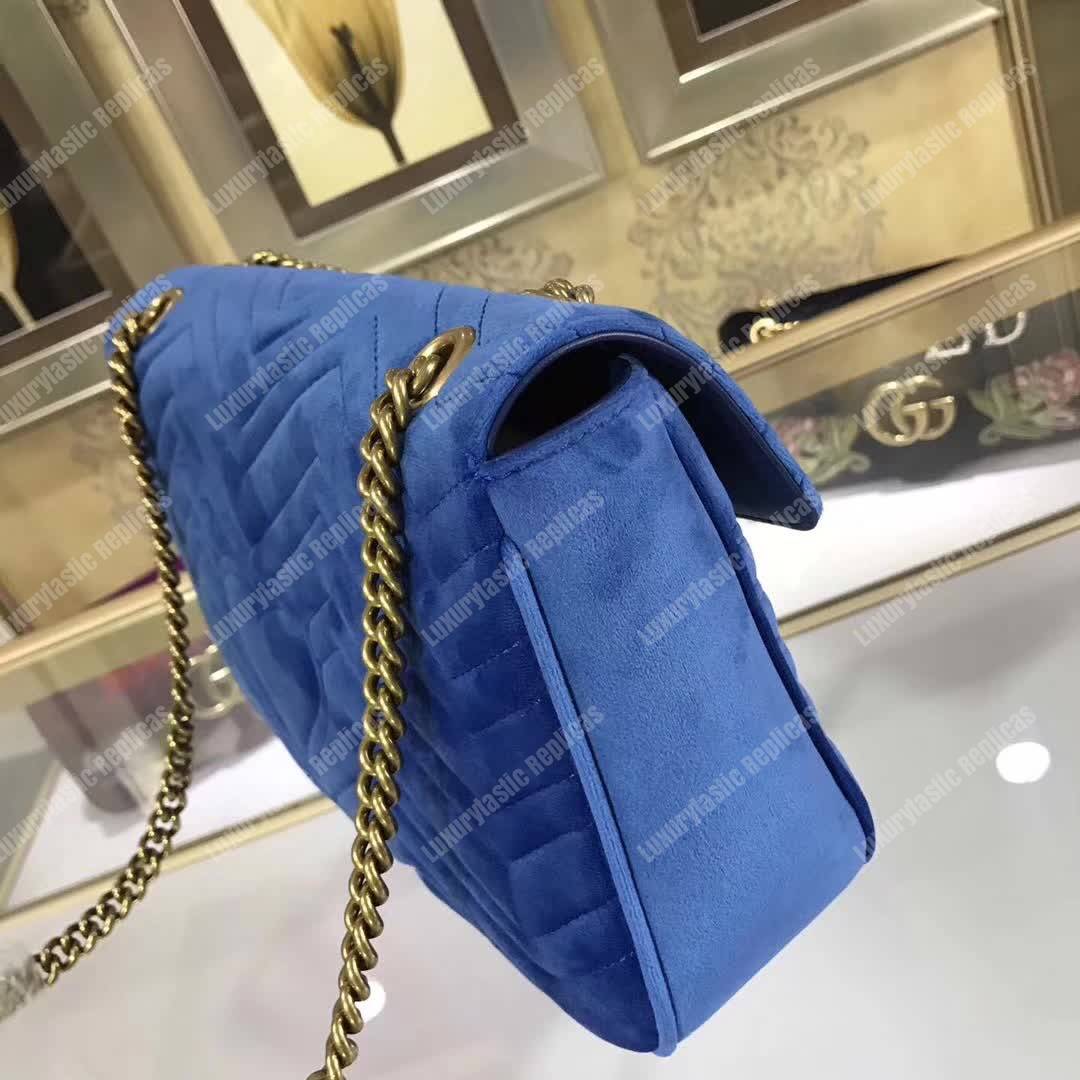 G*u*i gg marmont medium bag cobalt blue velvet