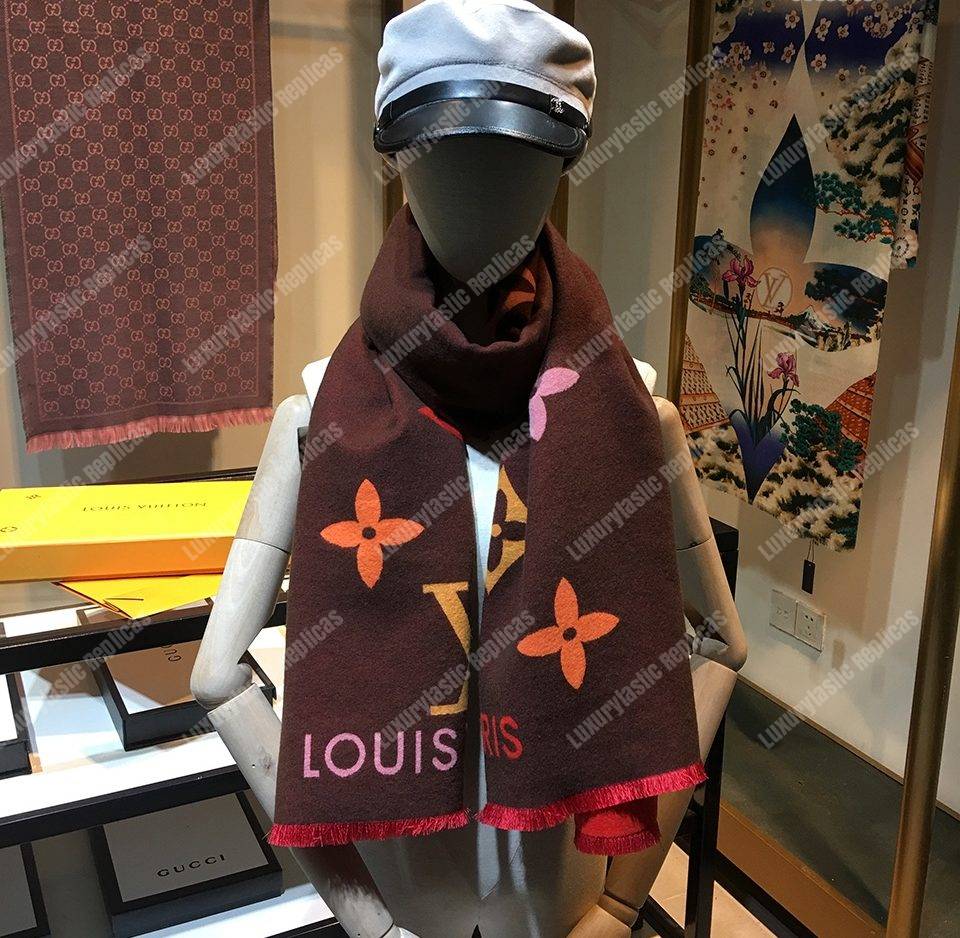 LV Reykjavik Scarf Cashmere & Wool Brown Multicolor