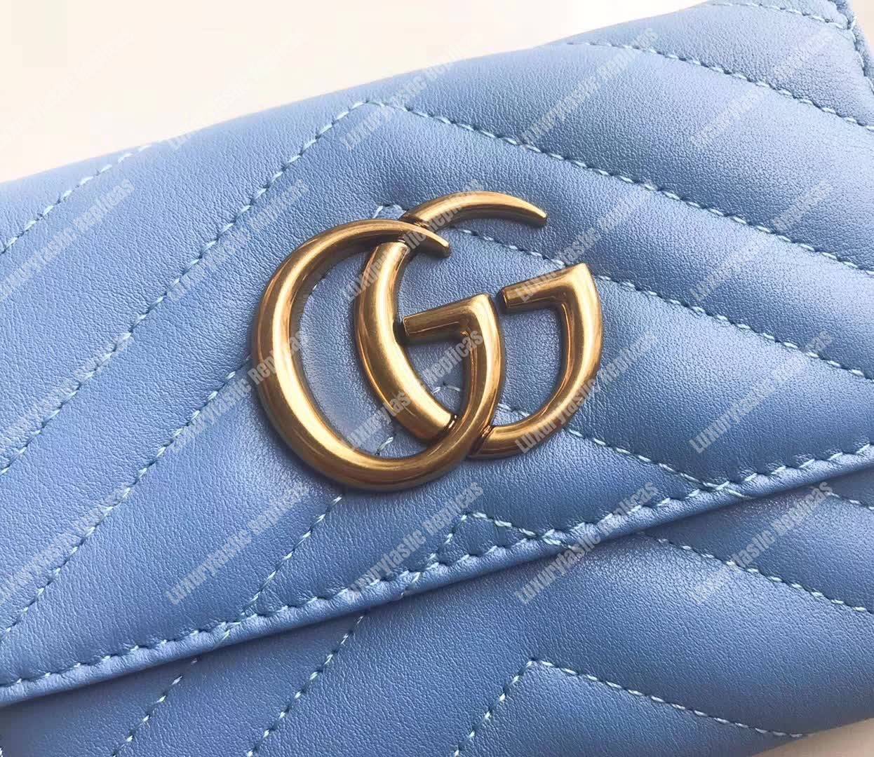 G*u*i gg marmont matelassé wallet light blue