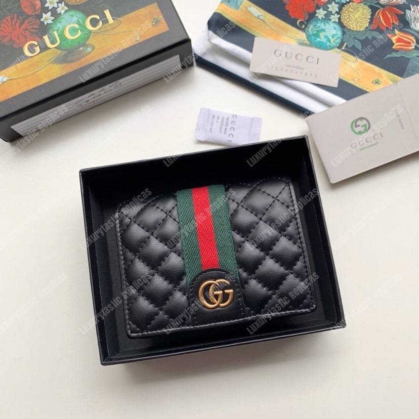 G*u*i leather card case with double g black