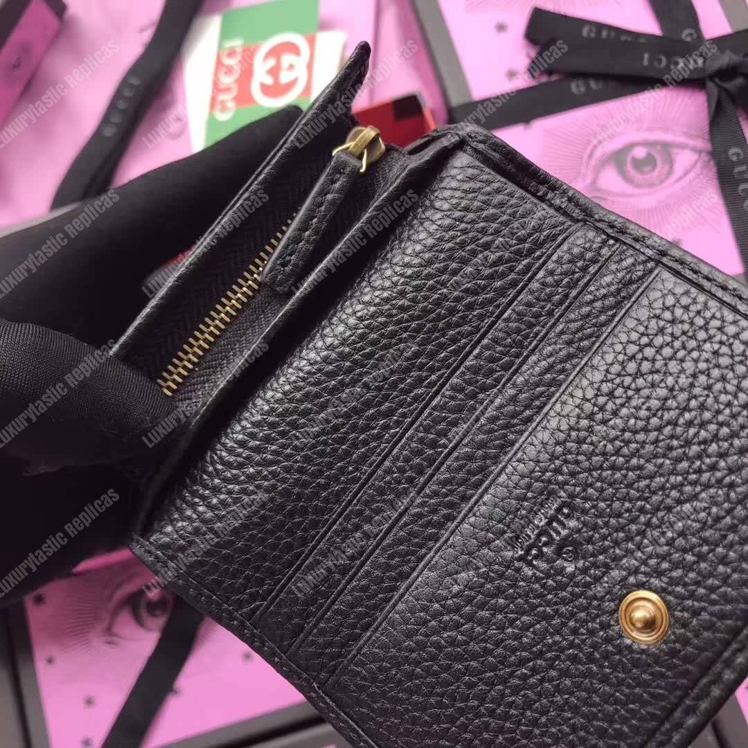 G*u*i gg leather card case with butterfly black