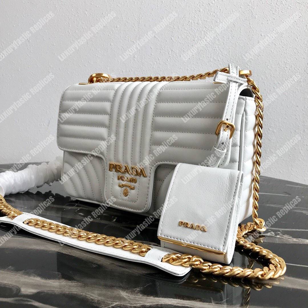 Pra*a diagramme medium leather bag white