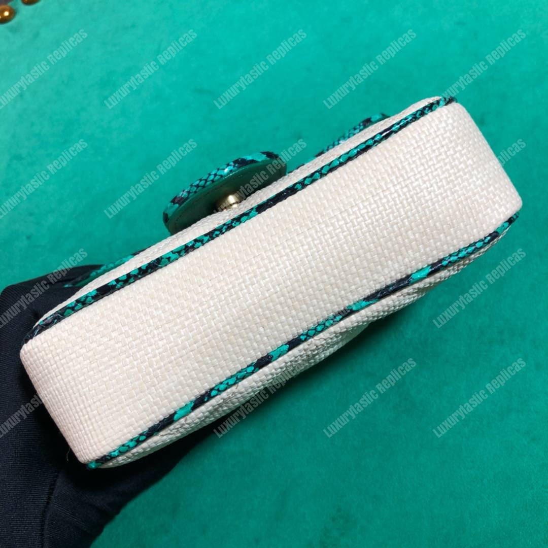 G*u*i gg marmont matelassé super mini bag green snakeskin trim