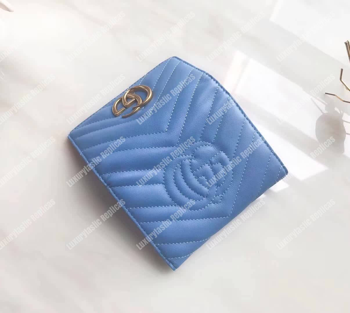 G*u*i gg marmont matelassé wallet light blue