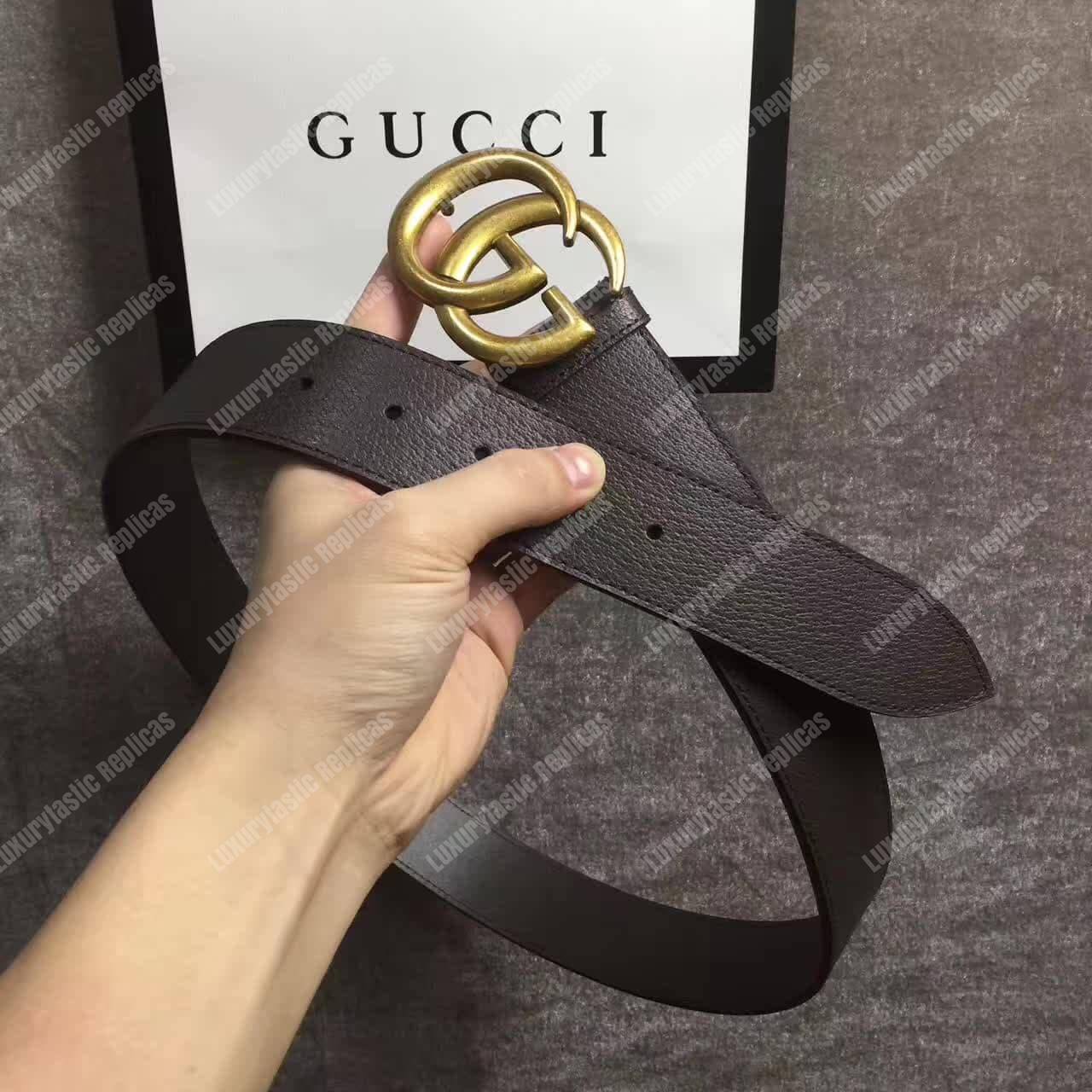 G*u*i brown leather belt with double g buckle