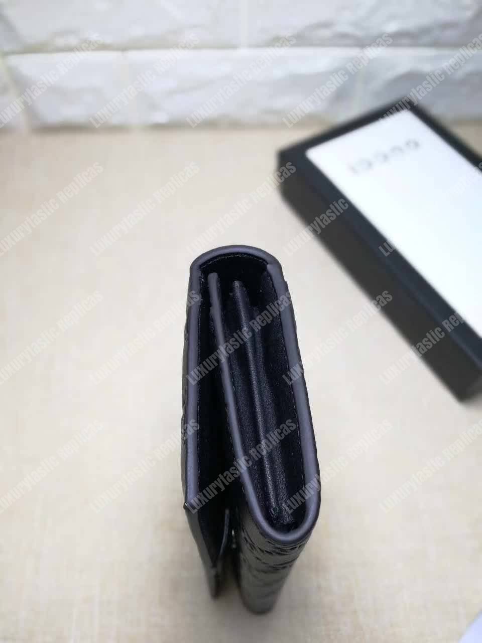 G*u*i gg signature long coin wallet black