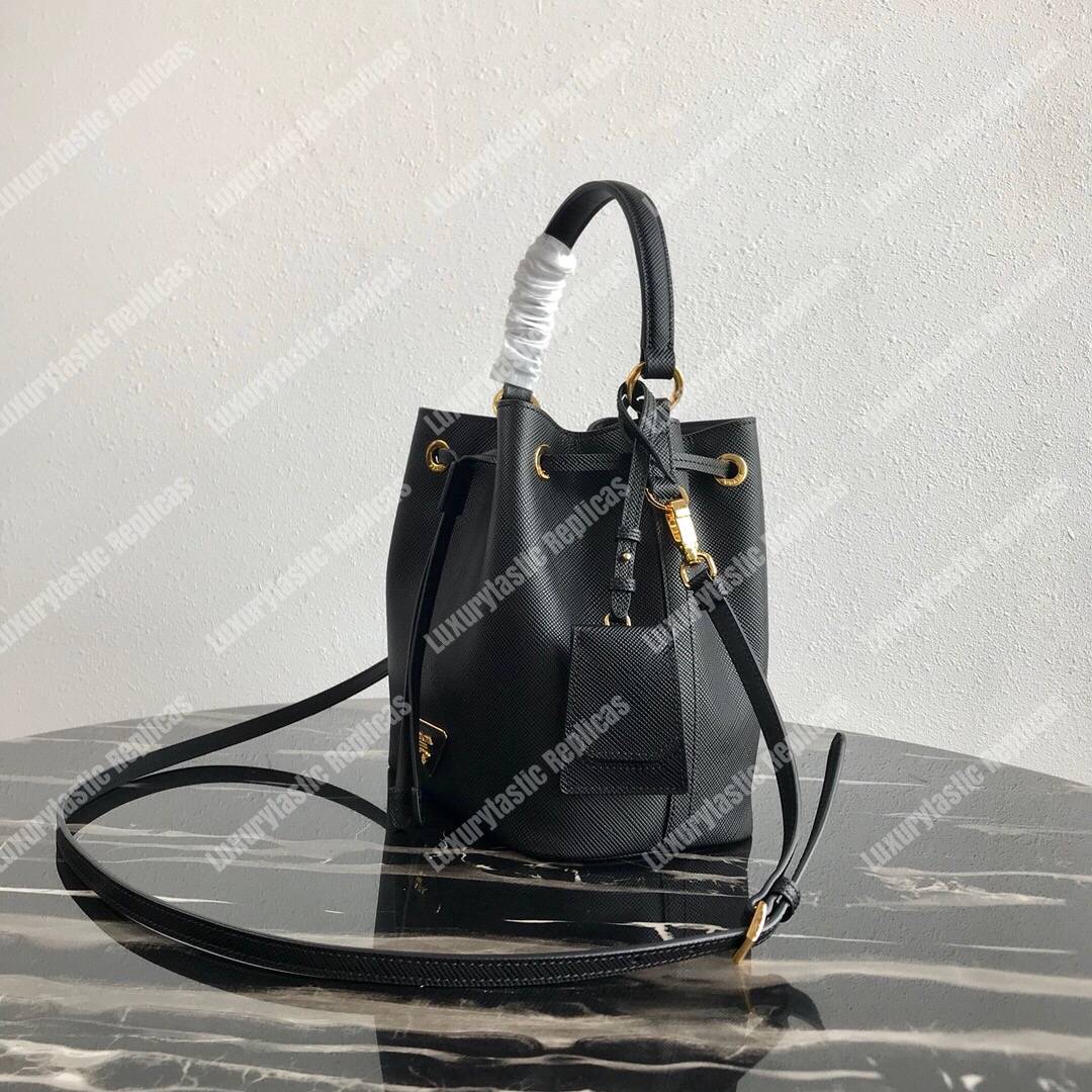 Pra*a saffiano leather bucket bag black