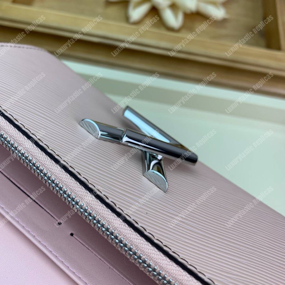LV Twist Chain Wallet Epi Leather Monogram Blanc Rose