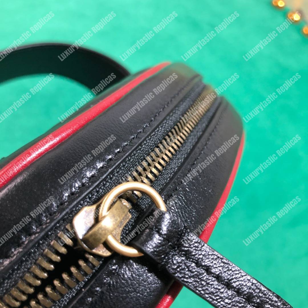 G*u*i gg marmont black cerise matelassé leather belt bag
