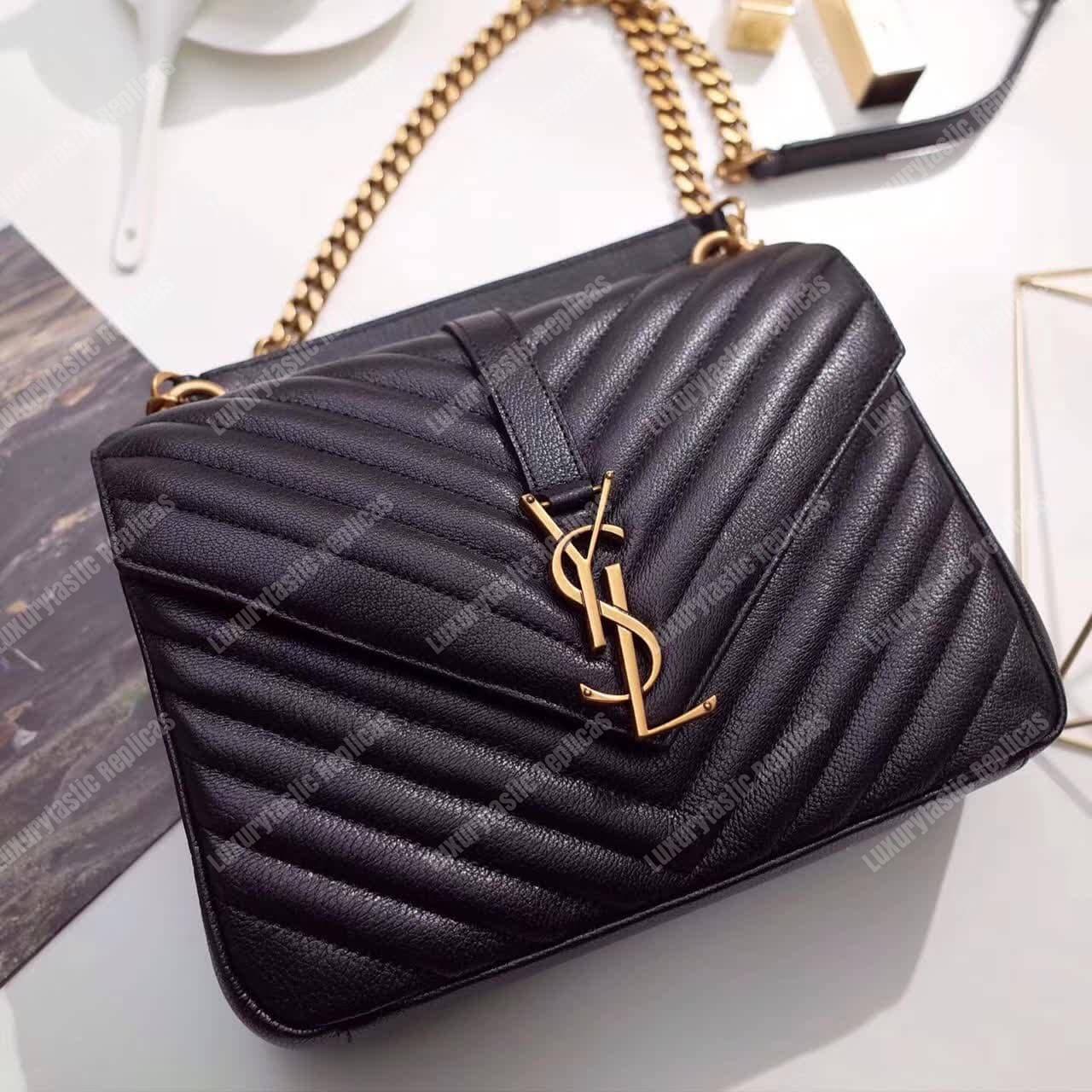Saint Laurent Classic Medium College Monogram Black Gold-Toned