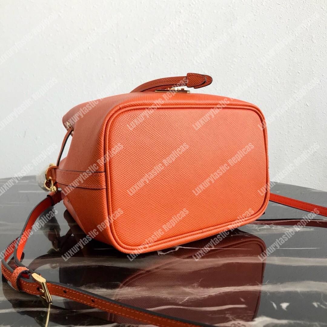 Pra*a saffiano leather bucket bag orange