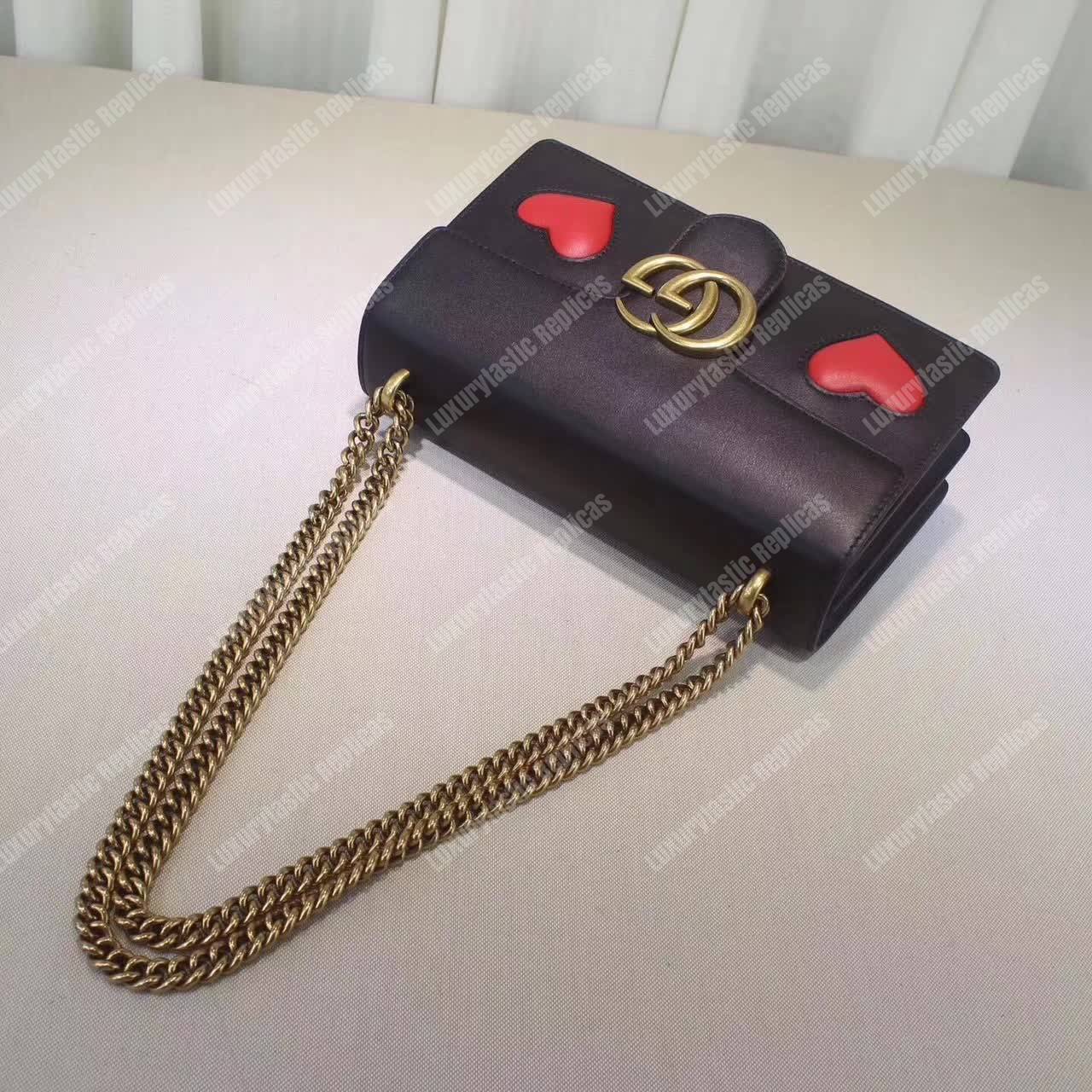 g*u*i gg marmont leather shoulder bag He**ts black