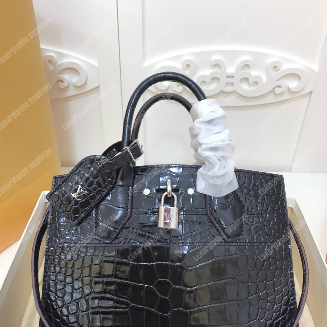 LV City Steamer PM Crocodilien Briliant Noir