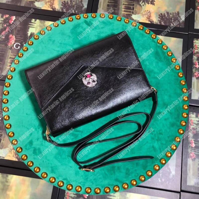 G*u*i medium leather shoulder bag black